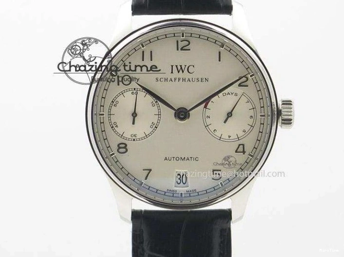 MIROTIME 0516 Efficient Portuguese Tourbillon IW5463 SS ZF Best Edition White Dial on Black Leather Strap 7170